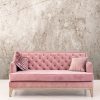 Modern living-room minimalistic interior with pink sofa near empty white wall. - Image
