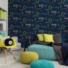 Shot,Of,A,Modern,Yellow,And,Blue,Bedroom