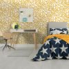 Bed,With,Star,Patterned,Linens,In,Child's,Bedroom.,Interior,Design