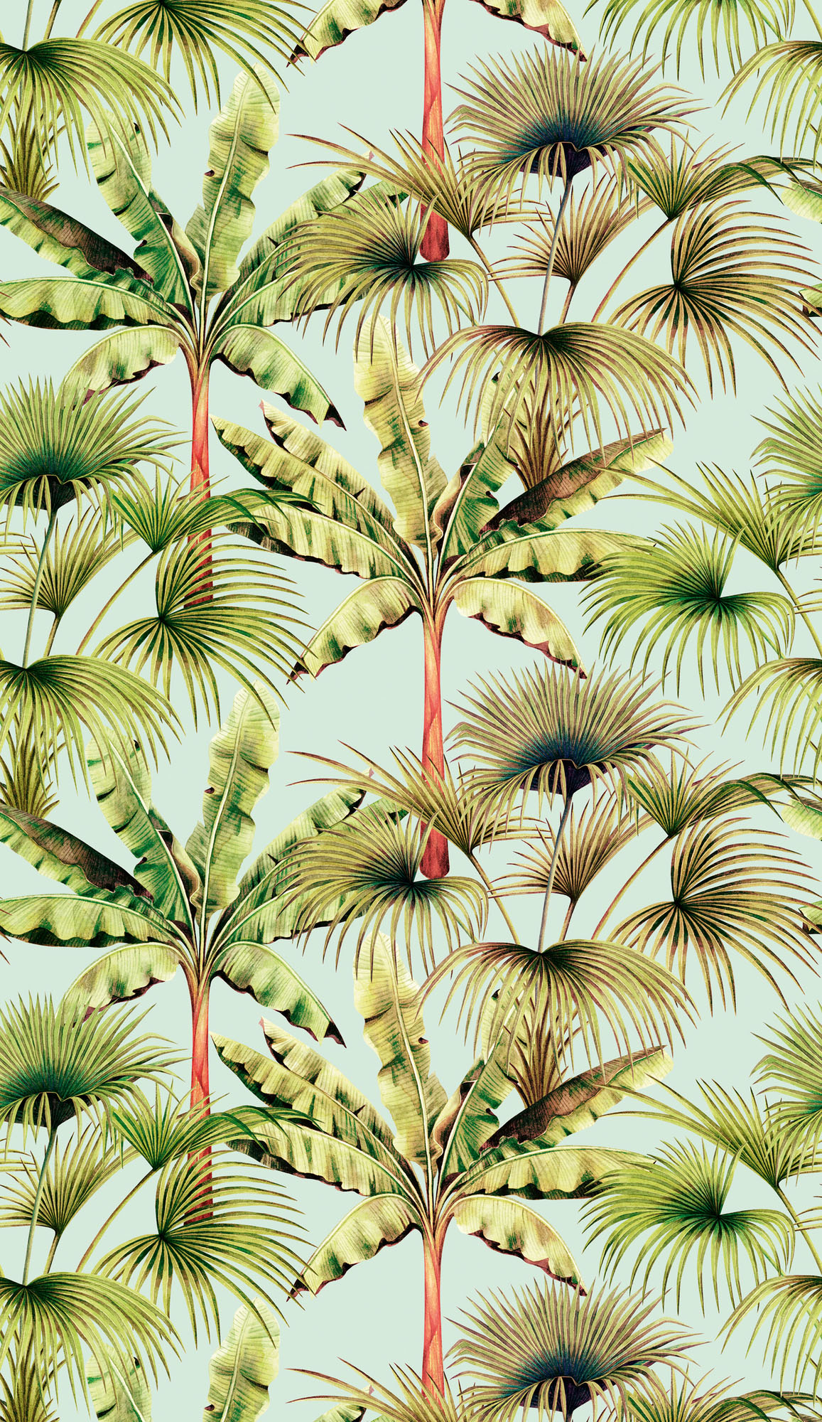 Watercolor,Colorful,Palm,banana,Leaves,Seamless,Pattern,Background.watercolor,Painting,Illustration,Tropical