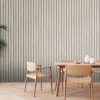 Dining room wall mock up with Areca palm, rattan dining set, woo