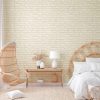 Coastal boho style bedroom interior, wall mockup, 3d render